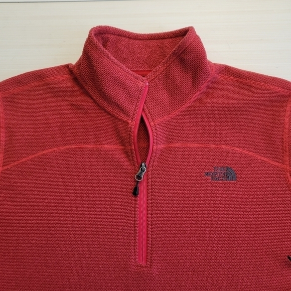 THE NORTH FACE 1/4 Zip Waffle Weave Pullover Maroon / Dark Red Men's L - Picture 4 of 7